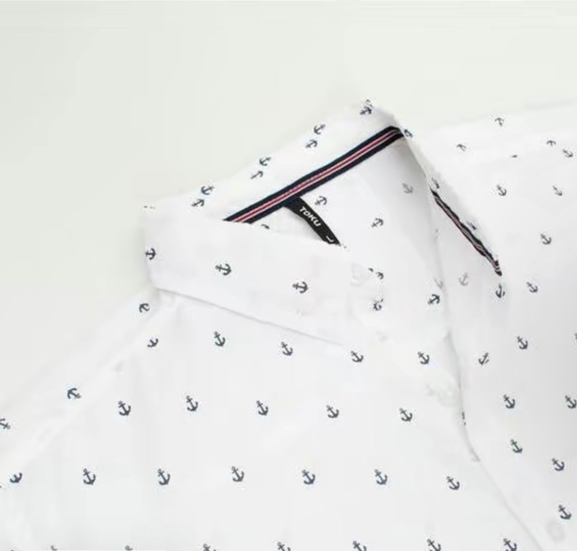 Toku White Anchor Men's Button up shirt